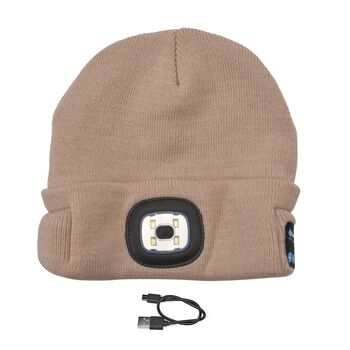 Strickm&uuml;tze mit LED Licht, Beige