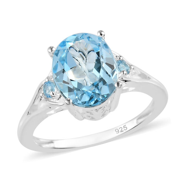 Himmelblauer Topas Ring 925 Silber  ca. 3,06 ct image number 4