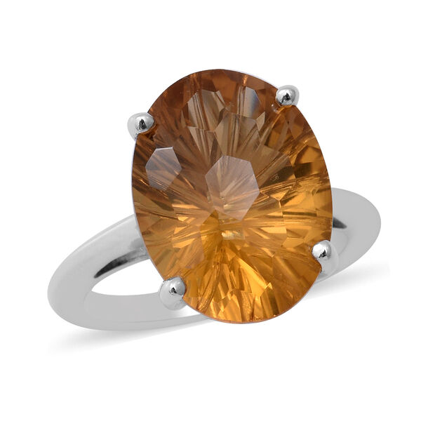 Citrin Solit&auml;r Ring 925 Silber Platin-&Uuml;berzug