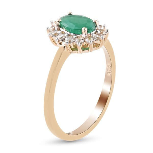 AAA Sambischer Smaragd und Zirkon Ring 375 Gold image number 4