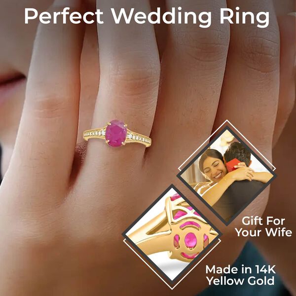 AAA Nat&uuml;rlicher Mosambik-Rubin, Wei&szlig;er Diamant Ring 585 Gold (Gr&ouml;&szlig;e 17.00) ca. 2,50 ct image number 2