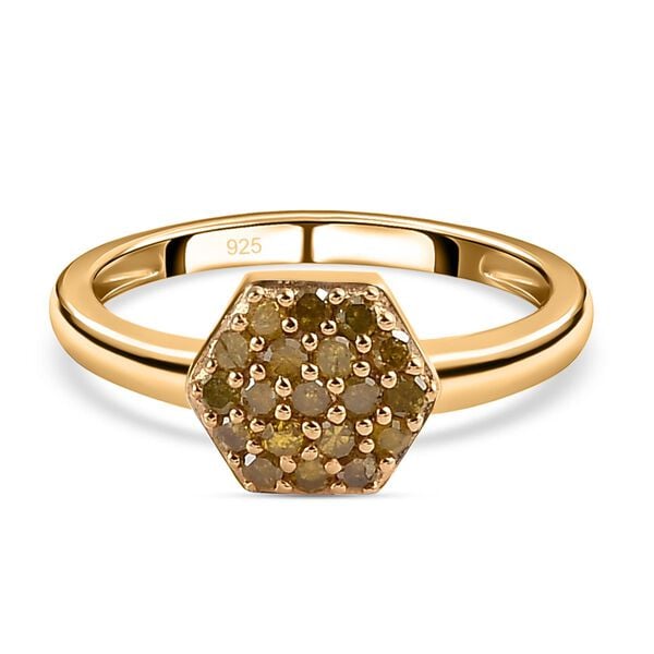Gelber Diamant Ring 925 Silber Gelbgold Vermeil (Größe 17.00) ca. 0,20 ct image number 0