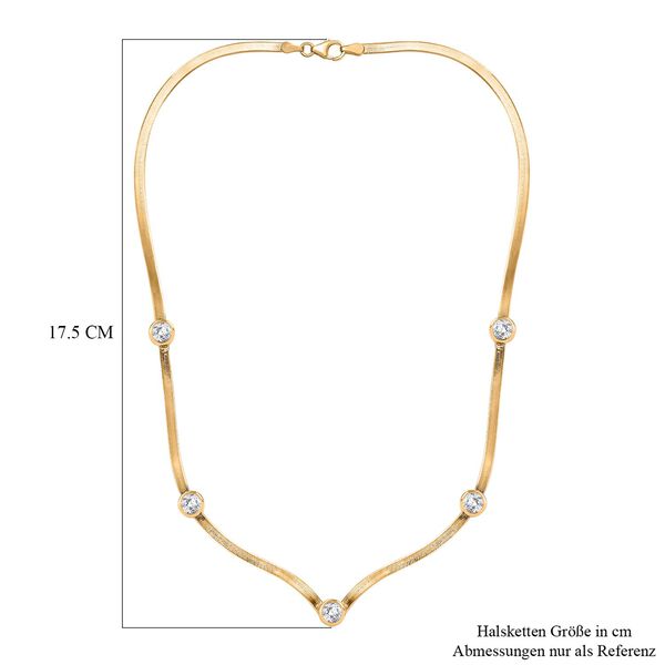 J Francis gefertigt mit SWAROVSKI-  Swarovski Zirkonia Halskette, 45cm, 925 Silber 750 Gelbgold Vermeil image number 6