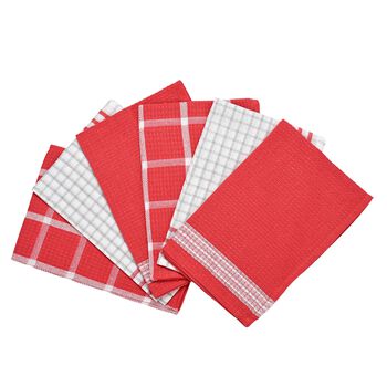 6er-Set gewebte Baumwoll-K&uuml;chent&uuml;cher, 35x55 cm, Rot