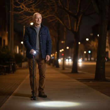 Klappbarer Smart-Walking-Stick mit drehbarem LED-Frontlicht