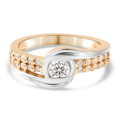 88 Facetten Moissanit Ring 925 Silber Bicolor  ca. 0,40 ct