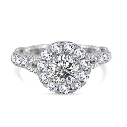 LUSTRO STELLA -Wei&szlig;er Zirkonia Ring 925 Silber rhodiniert (Gr&ouml;&szlig;e 17.00)