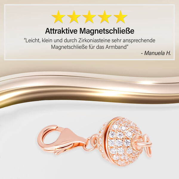 TOUCH und LOCK 3er-Set- Zirkonia Magnetverschluss in rosévergoldetem Silber image number 5