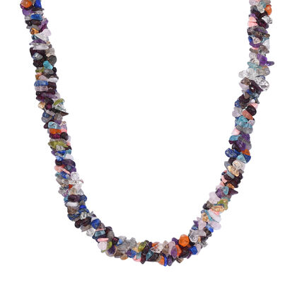 Mehrfarbig Edelsteine Halskette ca. 50 cm 925 Silber rhodiniert ca. 370.00 ct