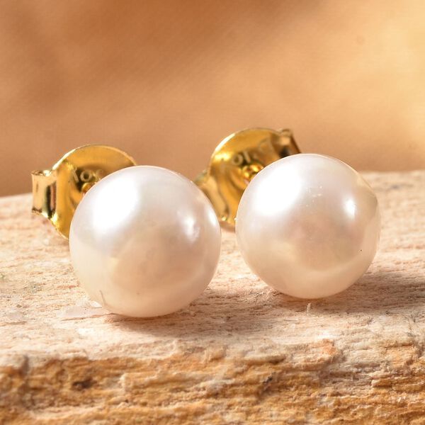Japanische Akoya Perlen-Ohrringe, 925 Silber vergoldet image number 2
