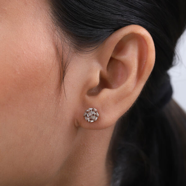 Champagner Diamant Cluster-Ohrstecker, 925 Silber Roségold Vermeil ca. 0,30 ct image number 3