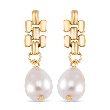 Wei&szlig;e Muschelkernperle Ohrringe Messing