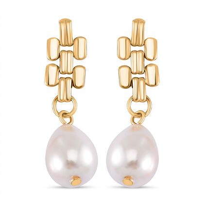 Wei&szlig;e Muschelkernperle Ohrringe Messing