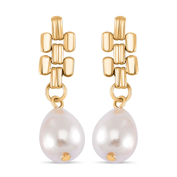 Wei&szlig;e Muschelkernperle Ohrringe Messing image number 0