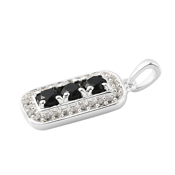 Schwarzer Spinell und Zirkon Anh&auml;nger 925 Silber ca. 1,63 ct image number 4