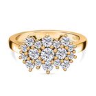 Moissanit Cluster Ring, 925 Silber Gelbgold Vermeil (Größe 19.00) ca. 1.00 ct