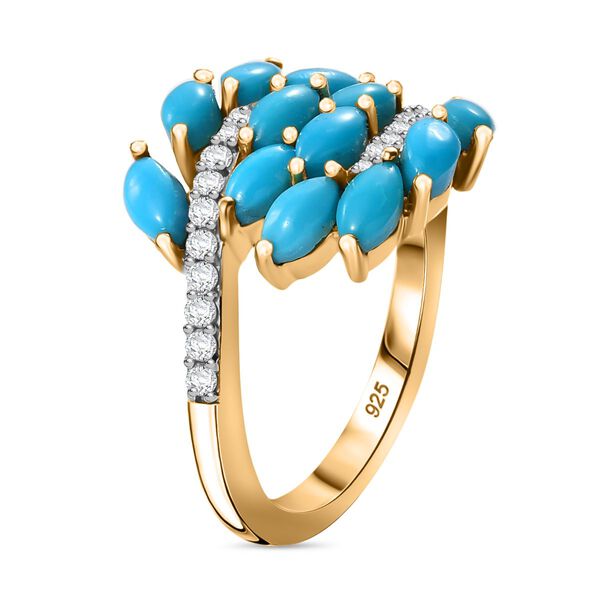 AA Amerikanischer nat&uuml;rlicher Sleeping Beauty T&uuml;rkis und Zirkon Ring - 2,35 ct. image number 5