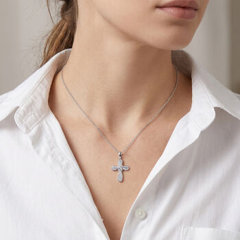 D'Joy Wei&szlig;er Diamant Schmuckset ca. 50 cm 925 Silber Rhodiniert ca. 0,26 ct.