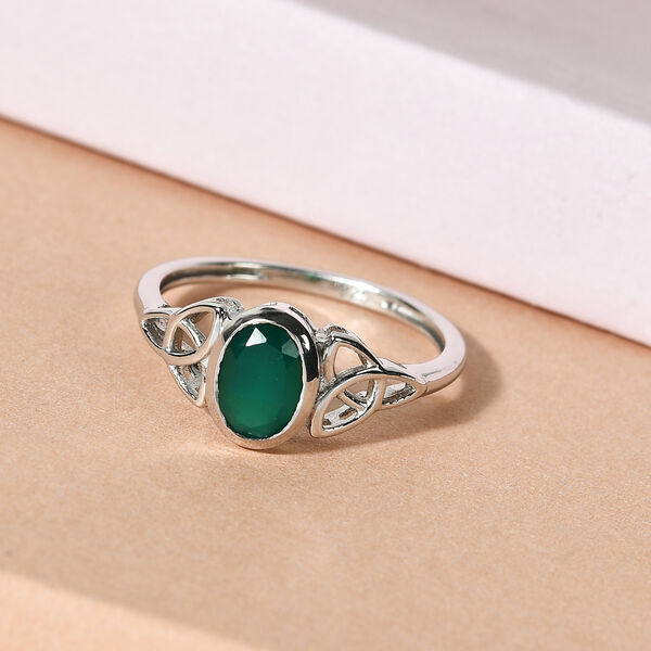 Grüner Onyx Ring 925 Silber platiniert  ca. 0,81 ct image number 2