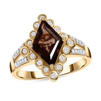 Rauchquarz, Kanchanaburi Blauer Saphir Ring 925 Silber Gelbgold Vermeil (Gr&ouml;&szlig;e 18.00) ca. 2,25 ct