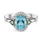 D’joy Betroka Blauer Apatit, Natürlicher grüner Apatit Ring 925 Silber rhodiniert (Größe 19.00) ca. 2,46 ct