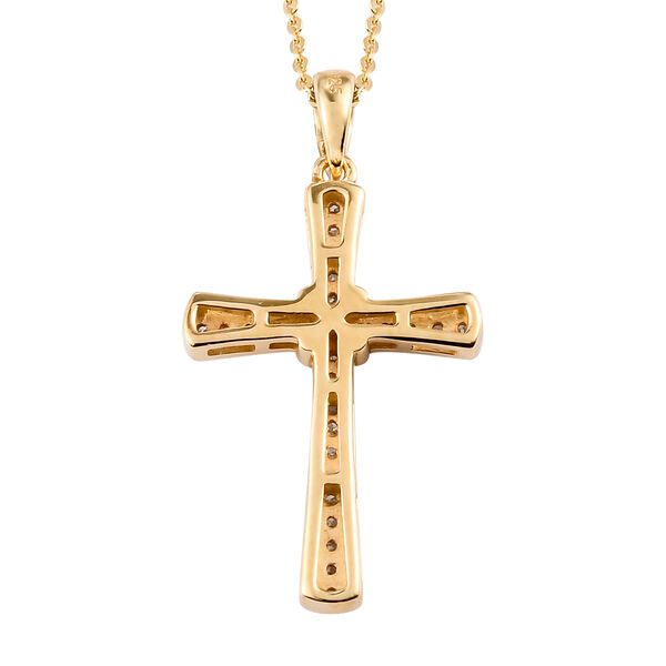 Diamant Kreuz-Anh&auml;nger mit Kette, 50 cm, 925 Silber Gelbgold Vermeil ca. 0,25 ct image number 5