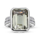 Prasiolith und Zirkon-Ring, 925 Silber platiniert (Größe 16.00) ca. 7.28 ct