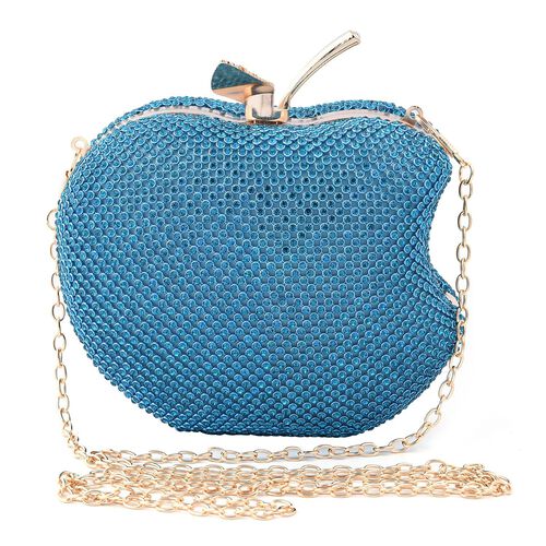 Apple-Clutch mit Kristallverzierung, Größe 15x11,5 cm, Blau image number 0
