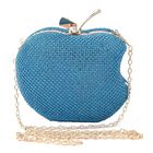 Apple-Clutch mit Kristallverzierung, Größe 15x11,5 cm, Blau