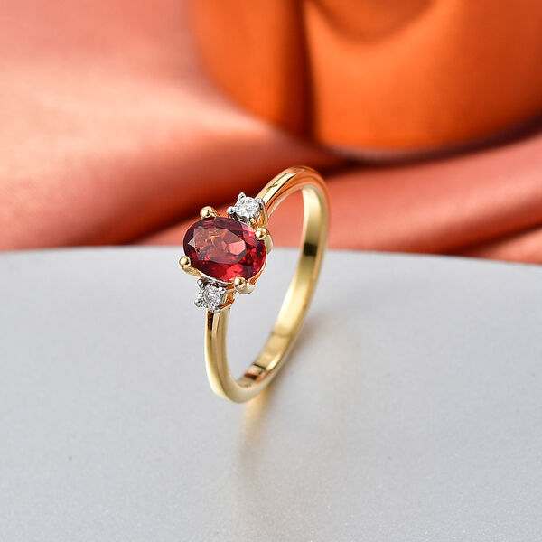 EVER TRUE Mosambik Granat, Wei&szlig;er Diamant Ring Nickelfreies Messing (Gr&ouml;&szlig;e 18.00) ca. 0,92 ct image number 1