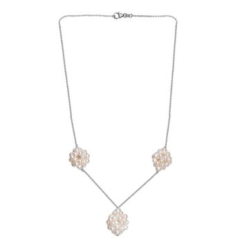 Wei&szlig;e S&uuml;&szlig;wasser Perle Halskette ca. 50 cm 925 Silber rhodiniert