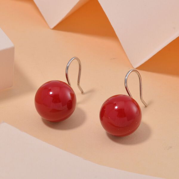 Rote Muschelkernperle Ohrringe 925 Silber rhodiniert image number 2