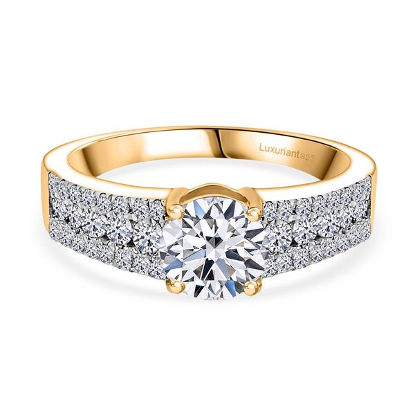 LUXURIANT DIAMOND - Lab Grown Diamant SI-GH SGL zertifiziert Ring 925 Silber 750 Gelbgold Vermeil (Größe 21.00) (10-15 Werktage Lieferzeit) ca. 1.51 ct image number 0