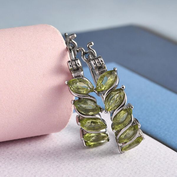 Natürliche Peridot Creolen, Edelstahl ca. 2.58 ct image number 2