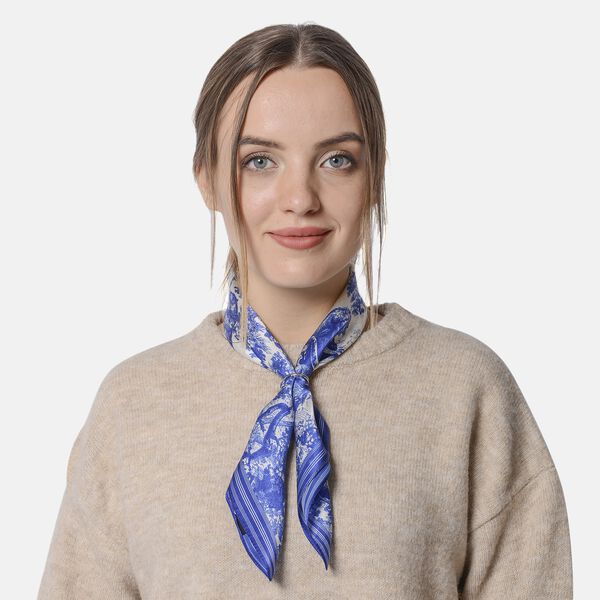 LA MAREY 100% nat&uuml;rlicher Maulbeerseiden Schal, Gr&ouml;&szlig;e: 52x52 cm, Safari Muster