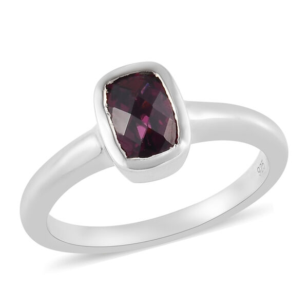 Rhodolith Granat Solitär Ring 925 Silber platiniert  ca. 1,10 ct image number 4