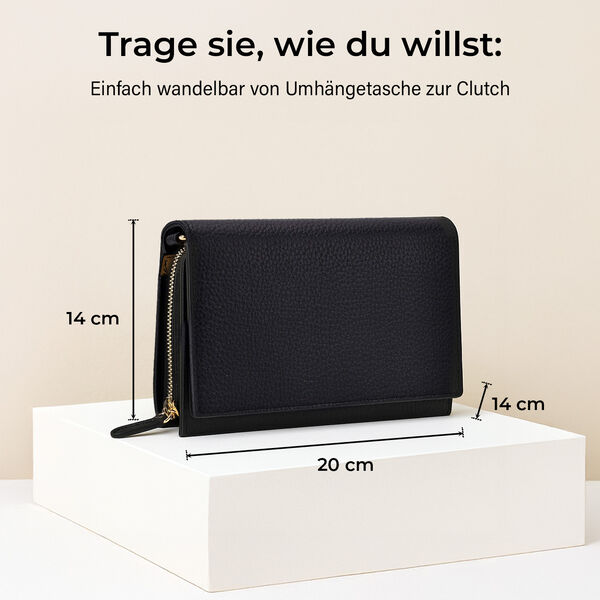 Crossbody-Tasche mit &Uuml;berschlag, Gliederriemen und RFID-Schutz, 20x4x14 cm, Schwarz image number 5