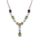 Mehrfarbige Edelstein Halskette, ca. 45 cm Edelstahl ca. 4.40 ct