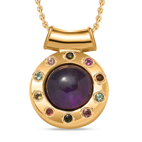 Afrikanischer Amethyst und mehrfarbiger Turmalin-Anhänger mit 50cm Kette - 7,40 ct. image number 0