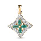 AAA Gemfields Smaragd, Weißer Zirkon Anhänger 925 Silber Gelbgold Vermeil ca. 0.84 ct