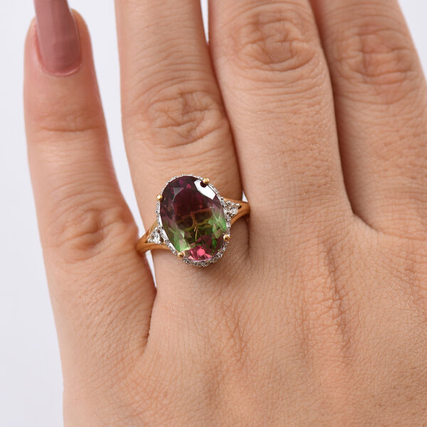 D'Joy Wassermelonen Triplett Quarz und Zirkon zweifarbiger Ring - 6,84 ct. image number 3