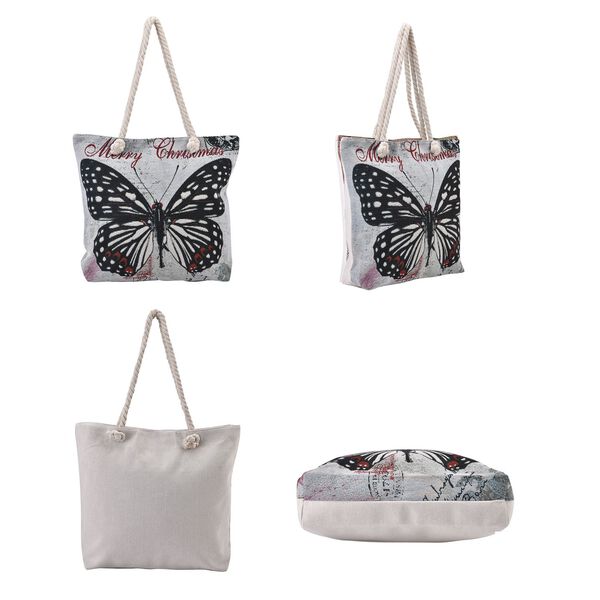 Jacquard gewebte Jute-Tasche mit Schmetterling Design, 42x34 cm, Schmetterling image number 4