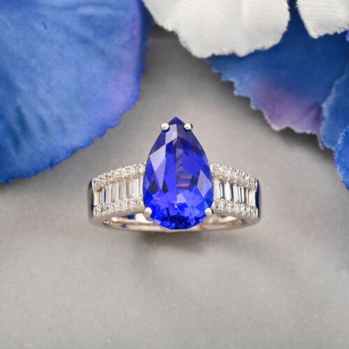 RHAPSODY zertifiziert und geprüft AAAA Tansanit und VS-EF Diamant Ring in 950 Platin - 5,25 ct. image number 1