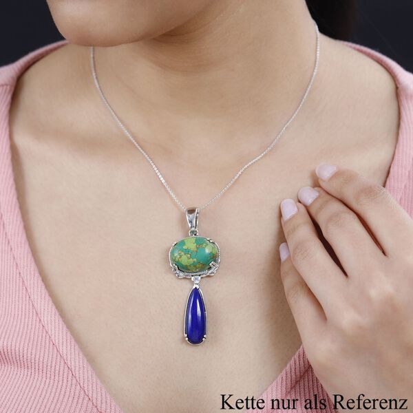 Gr&uuml;ner T&uuml;rkis, Zirkon und Lapislazuli-Anh&auml;nger - 33,75 ct. image number 3