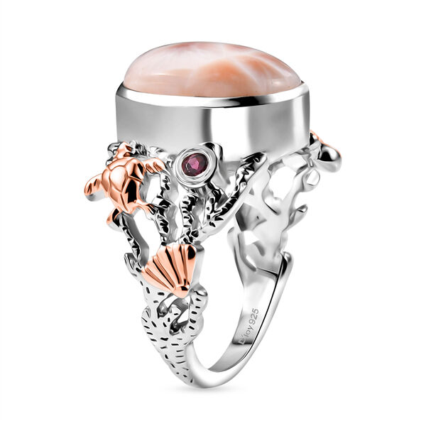 D'joy AA Natrolith, Nat&uuml;rlicher Rhodolith Granat Ring 925 Silber (Gr&ouml;&szlig;e 19.00) ca. 5.90 ct image number 5