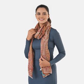 Luxuri&ouml;ser Merino-Seide Jacquard-Schal, 70 x 200 cm, Beige