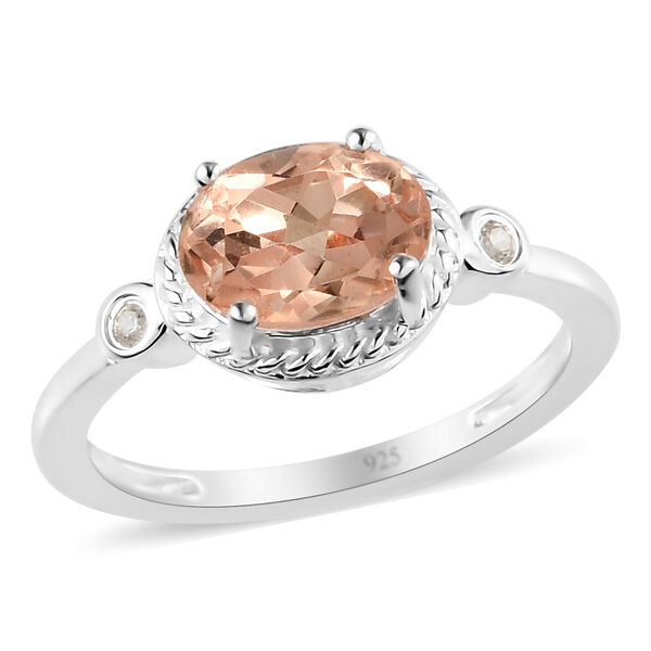 Morganit Triplett Quarz und Zirkon Ring 925 Silber  ca. 1,50 ct image number 3