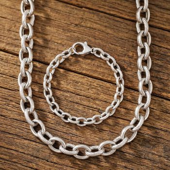 Rolo 19cm Armband und 50cm Halskette in 925 Silber