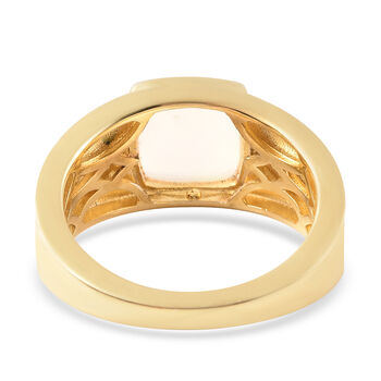 Nat&uuml;rlicher &Auml;thiopischer Opal und Zirkon Ring 925 Silber Gelbgold-&Uuml;berzug