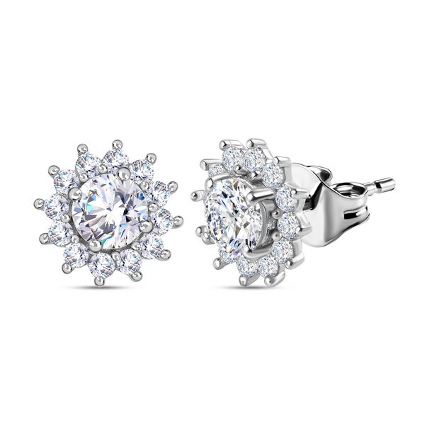 Wei&szlig;e Zirkonia-Ohrringe, 925 Silber platiniert ca. 4,47 ct